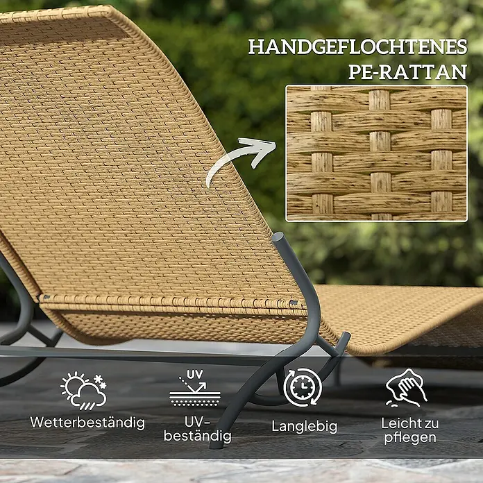 Outsunny Gartenliege - Beige, Stahl