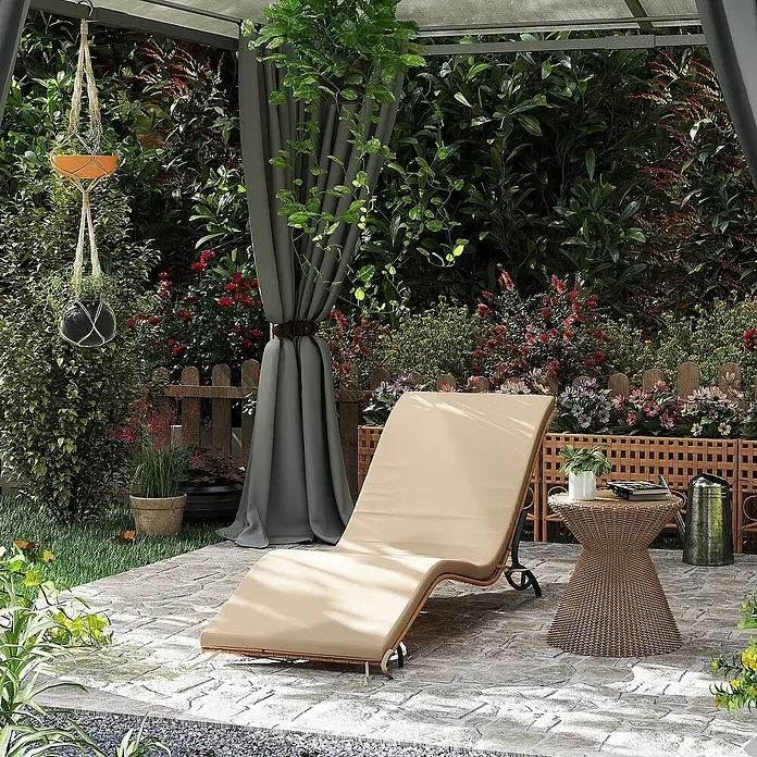 Outsunny Gartenliege - Beige, Stahl