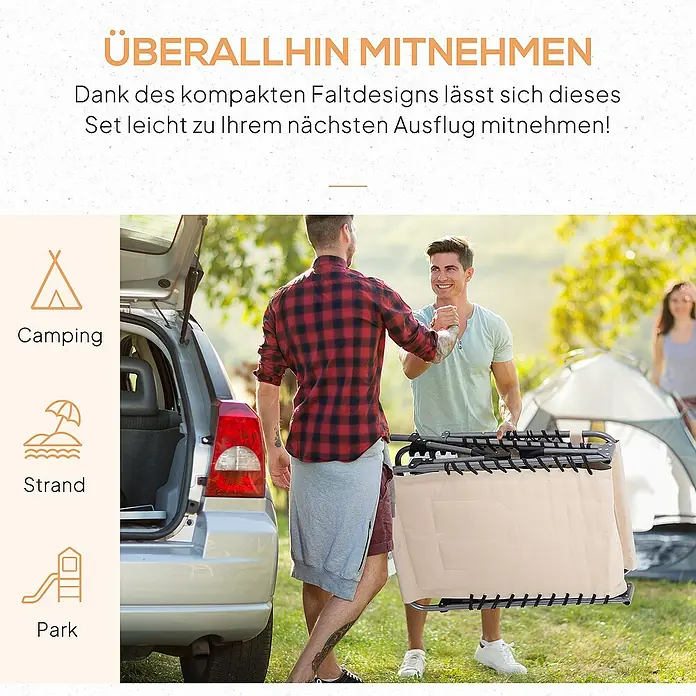 Outsunny Gartenliege - Beige, Stahl