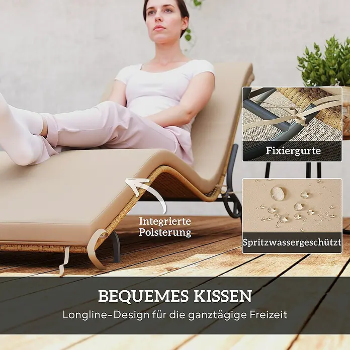 Outsunny Gartenliege - Beige, Stahl