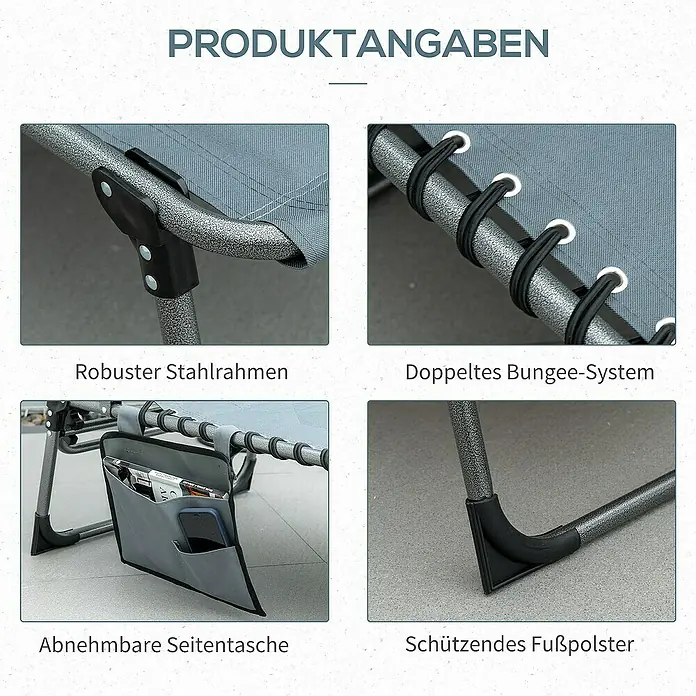 Outsunny Gartenliege - Grau, Stahl