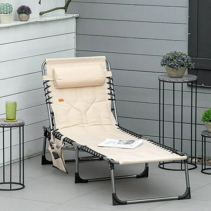 Outsunny Gartenliege - Beige, Stahl