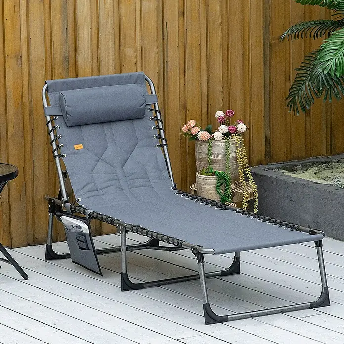 Outsunny Gartenliege - Grau, Stahl