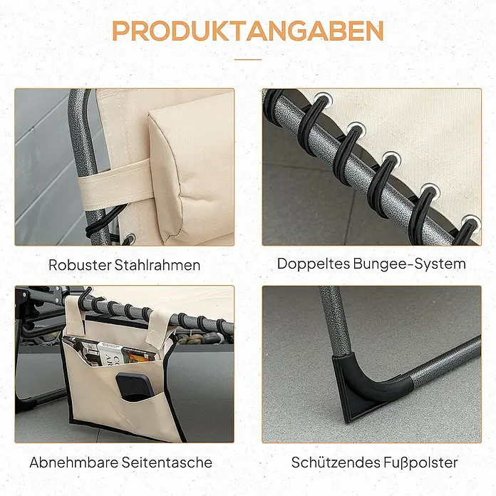 Outsunny Gartenliege - Beige, Stahl