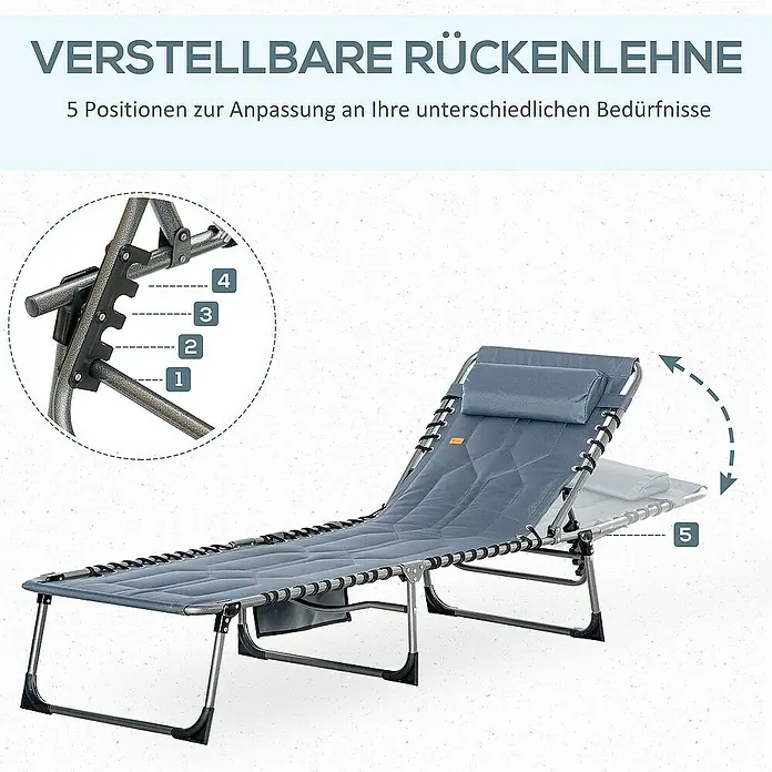 Outsunny Gartenliege - Grau, Stahl