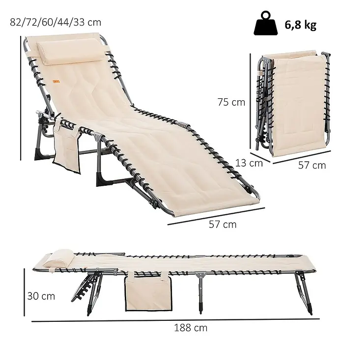 Outsunny Gartenliege - Beige, Stahl