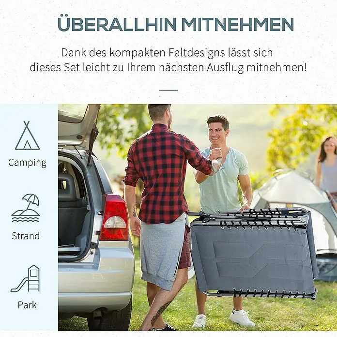 Outsunny Gartenliege - Grau, Stahl
