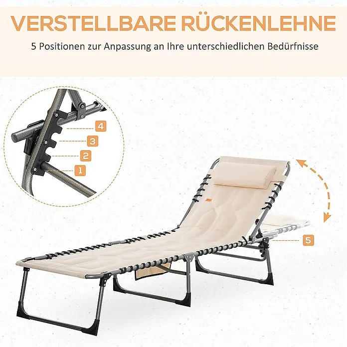 Outsunny Gartenliege - Beige, Stahl
