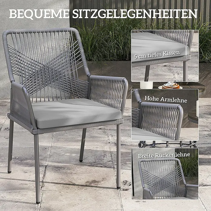 Outsunny Gartenstuhl - Dunkelgrau
