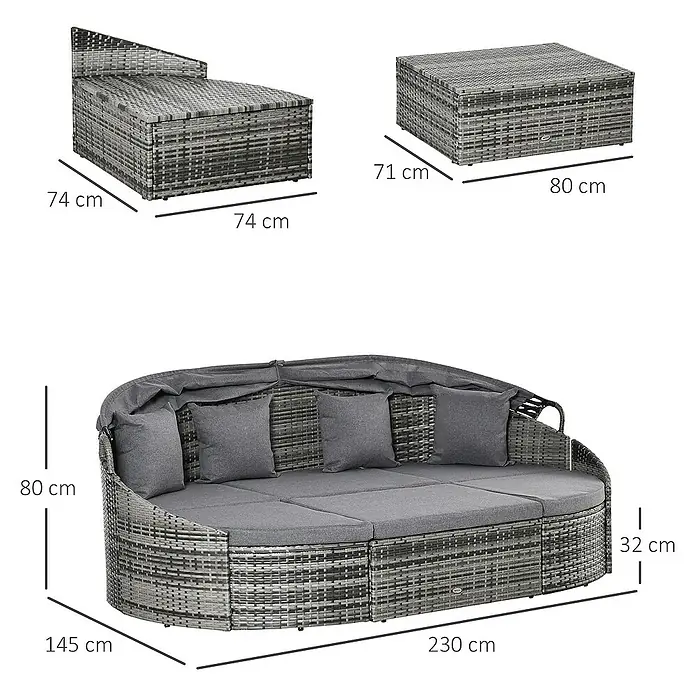 Outsunny Gartenliege - Grey, Metall