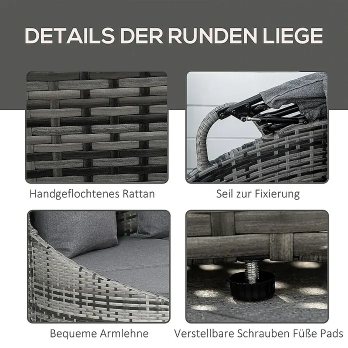 Outsunny Gartenliege - Grey, Metall