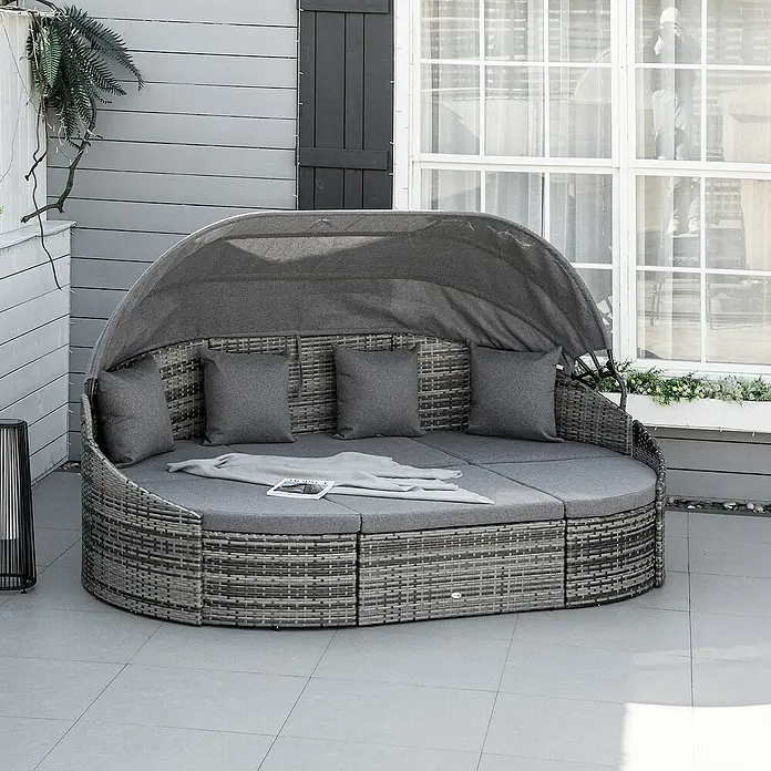 Outsunny Gartenliege - Grey, Metall