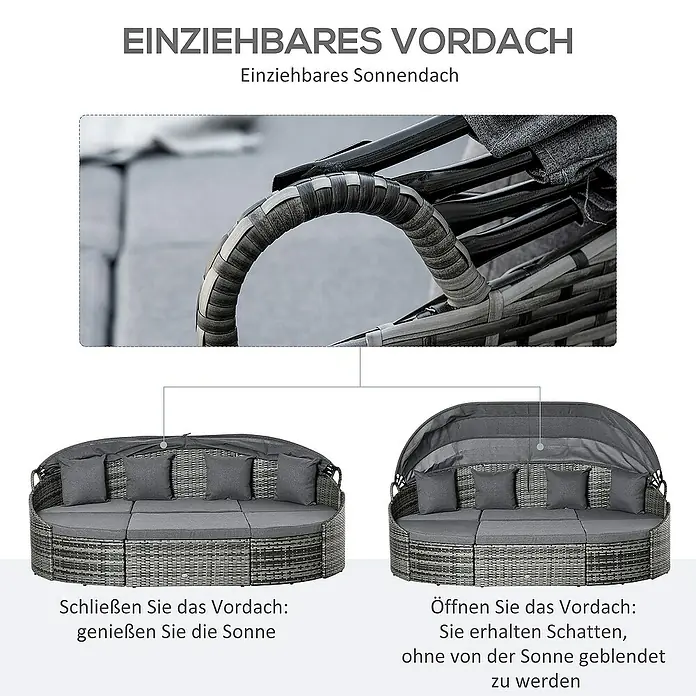 Outsunny Gartenliege - Grey, Metall