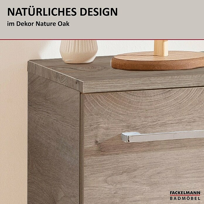 Fackelmann B.style Midischrank (2-türig, B x T x H: 60,2 x 32 x 82,6 cm, Nature Oak Holzoptik) | BAUHAUS
