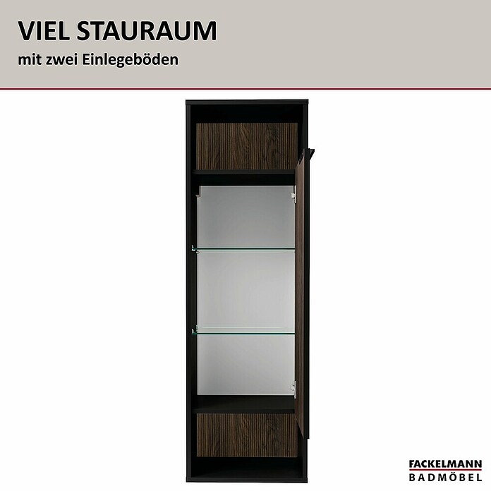 Fackelmann B.Paris Midischrank (B x T x H: 40,2 x 32 x 125,7 cm, Anschlag: Rechts, Rigoletto Eiche Holzoptik/Schwarz) | BAUHAUS