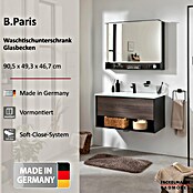 Fackelmann B.Paris Badmöbel-Set (Gesamtbreite Badmöbel: 90,5 cm, Mit Glasbecken, Rigoletto Eiche Holzoptik/Schwarz) | BAUHAUS