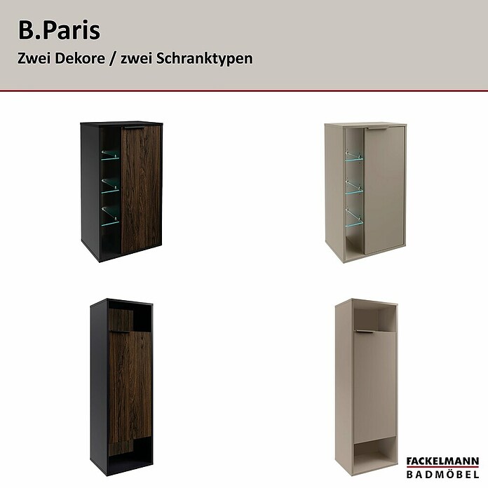 Fackelmann B.Paris Midischrank (B x T x H: 40,2 x 32 x 125,7 cm, Anschlag: Rechts, Rigoletto Eiche Holzoptik/Schwarz) | BAUHAUS