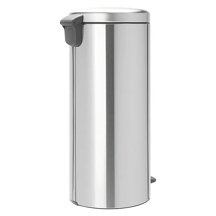 Brabantia Cubo con pedal New Icon - 30 l, Acero, Acero inoxidable - Cubo de basura con pedal de acero inoxidable con tapa y pedal grises. El elegante cubo de basura para cocina y baño.