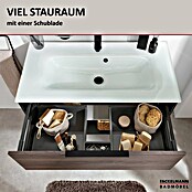 Fackelmann B.Paris Badmöbel-Set (Gesamtbreite Badmöbel: 90,5 cm, Mit Glasbecken, Rigoletto Eiche Holzoptik/Schwarz) | BAUHAUS