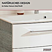 Fackelmann B.style Badmöbel-Set (Gesamtbreite Badmöbel: 83,2 cm, Weiß Hochglanz/Nature Oak Holzoptik) | BAUHAUS