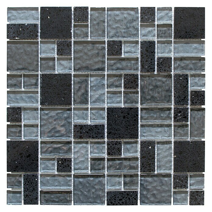 Mozaïektegel Crystal Mix XCM K989 (29,8 x 29,8 cm, Zwart, Glanzend)