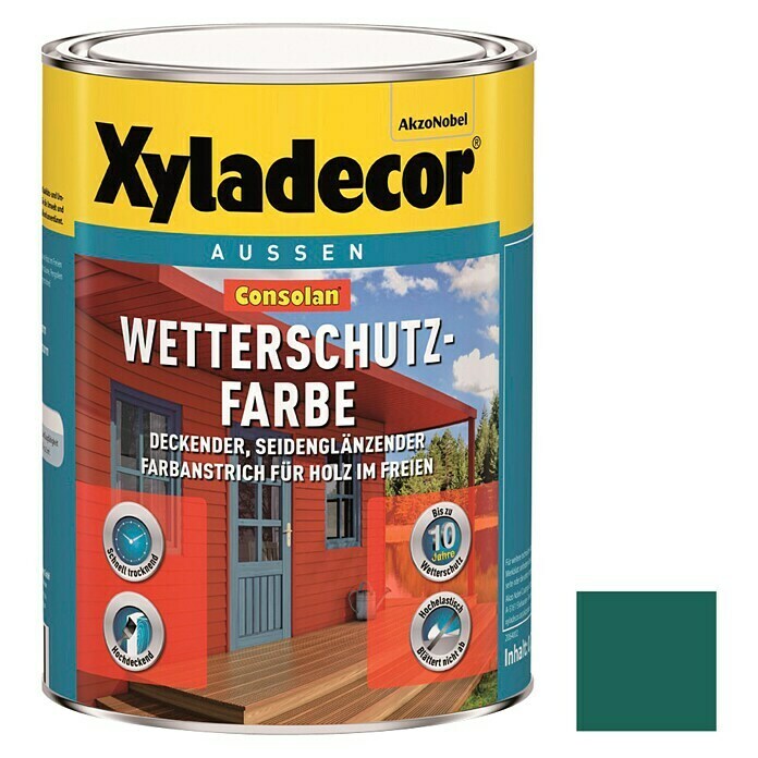 Xyladecor Wetterschutzfarbe Consolan (Moosgrün, Seidenglänzend, 750 ml, Wasserbasiert)