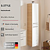 Fackelmann B.style Hochschrank (B x T x H: 30 x 31,8 x 162 cm, Anschlag: Rechts, Weiß Hochglanz/Sandeiche) | BAUHAUS
