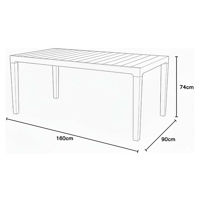 Keter Mesa de jardín Harmony (L x An x Al: 160 x 90 x 74 cm, Polipropileno, Gris/Blanco) | BAUHAUS