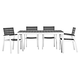 Keter Conjunto de muebles Harmony (5 pzs., Polipropileno, Blanco/Gris)