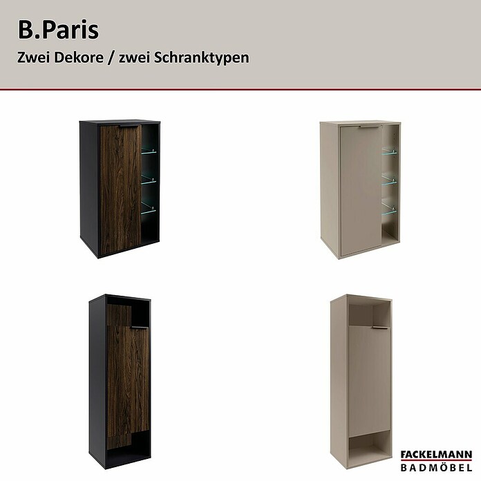 Fackelmann B.Paris Midischrank (B x T x H: 40,2 x 32 x 125,7 cm, Anschlag: Links, Cubanit Grau) | BAUHAUS