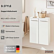 Fackelmann B.style Midischrank (2-türig, B x T x H: 60,2 x 32 x 82,6 cm, Weiß Hochglanz) | BAUHAUS
