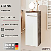 Fackelmann B.style Midischrank (1-türig, B x T x H: 30,2 x 32 x 82,6 cm, Anschlag: Links, Weiß Hochglanz/Nature Oak Holzoptik) | BAUHAUS