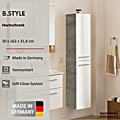 Fackelmann B.style Hochschrank (B x T x H: 30 x 31,8 x 162 cm, Anschlag: Rechts, Weiß Hochglanz/Nature Oak Holzoptik) | BAUHAUS