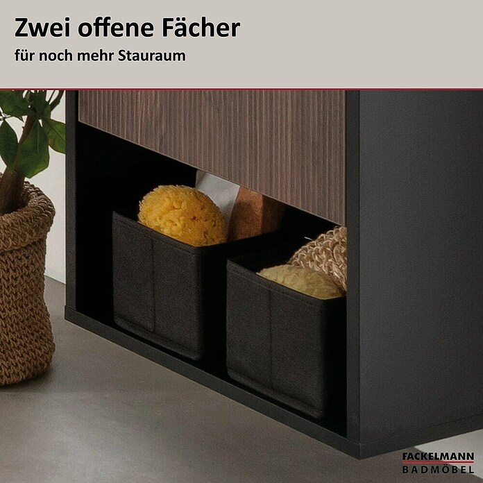 Fackelmann B.Paris Midischrank (B x T x H: 40,2 x 32 x 125,7 cm, Anschlag: Rechts, Rigoletto Eiche Holzoptik/Schwarz) | BAUHAUS