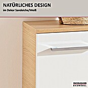 Fackelmann B.style Midischrank (1-türig, B x T x H: 30,2 x 32 x 82,6 cm, Anschlag: Links, Weiß Hochglanz/Sandeiche) | BAUHAUS