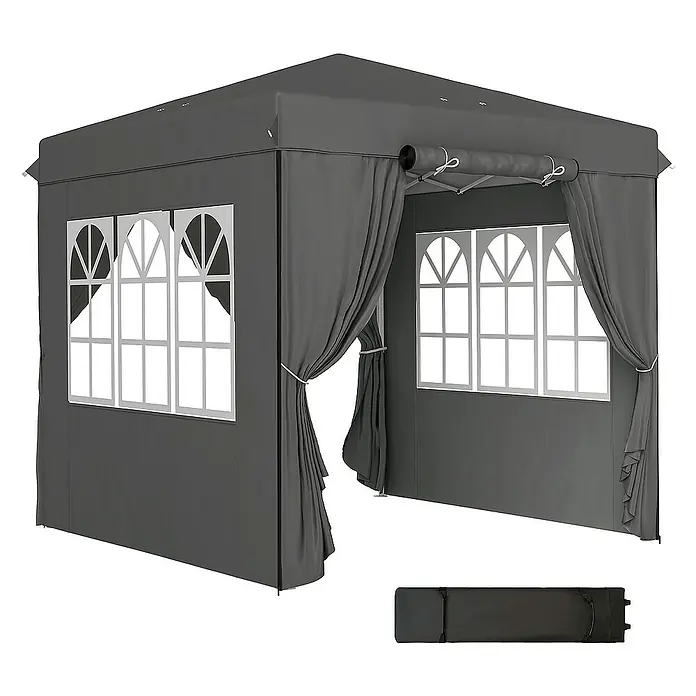 Outsunny Faltpavillon Dunkelgrau, 250cm x 250cm x 268cm - 