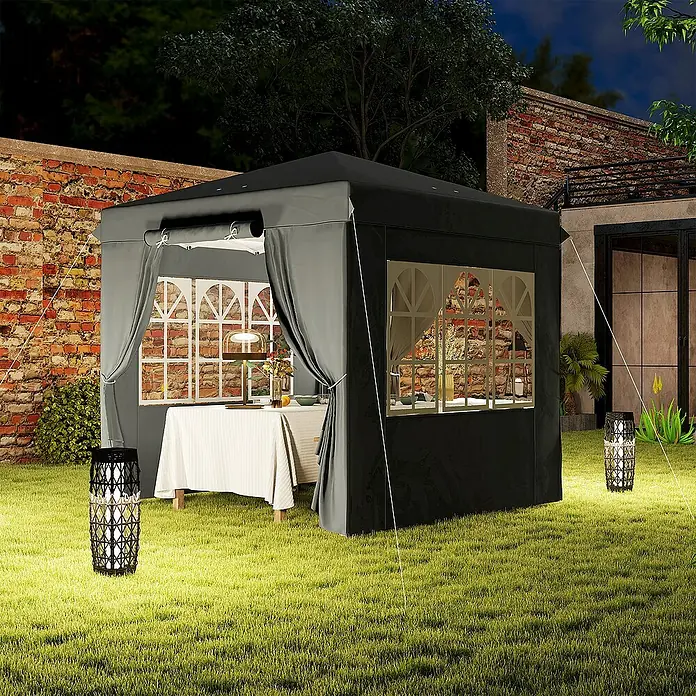 Outsunny Faltpavillon Dunkelgrau, 250cm x 250cm x 268cm - 
