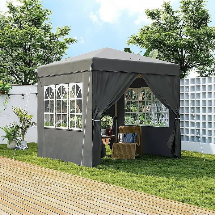 Outsunny Faltpavillon Dunkelgrau, 250cm x 250cm x 268cm - 