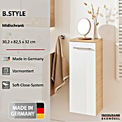 Fackelmann B.style Midischrank (1-türig, B x T x H: 30,2 x 32 x 82,6 cm, Anschlag: Links, Weiß Hochglanz/Sandeiche) | BAUHAUS
