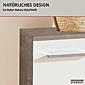 Fackelmann B.style Midischrank (1-türig, B x T x H: 30,2 x 32 x 82,6 cm, Anschlag: Links, Weiß Hochglanz/Nature Oak Holzoptik) | BAUHAUS