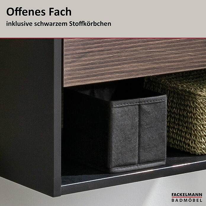 Fackelmann B.Paris Badmöbel-Set (Gesamtbreite Badmöbel: 90,5 cm, Mit Glasbecken, Rigoletto Eiche Holzoptik/Schwarz) | BAUHAUS