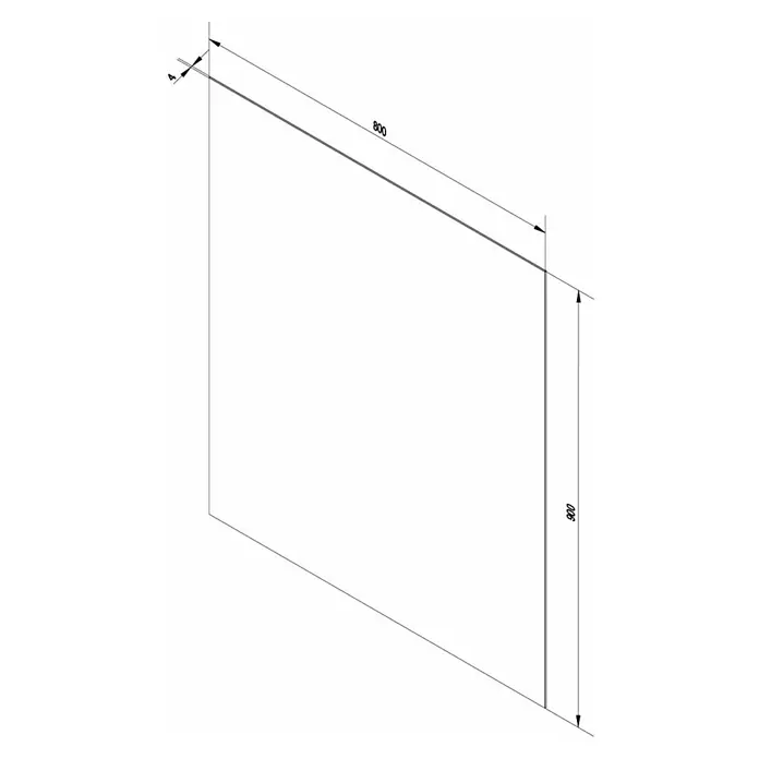 Fackelmann Wandspiegel - B x H: 80 x 90 cm - Technische Zeichnung einer rechteckigen Platte, 800x900 mm, mit 4 mm Dicke.