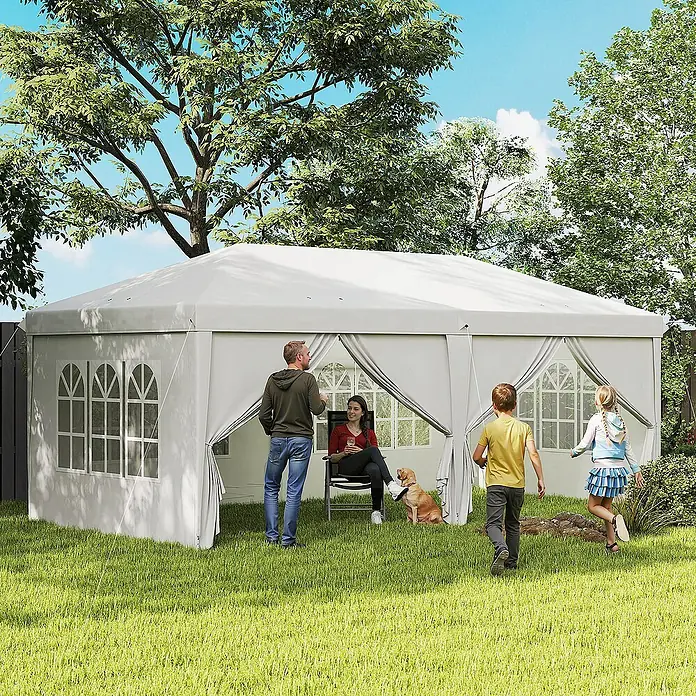 Outsunny Partyzelt mit Fenster - B x T: 295 x 295 cm, Farbe Dach: Weiß