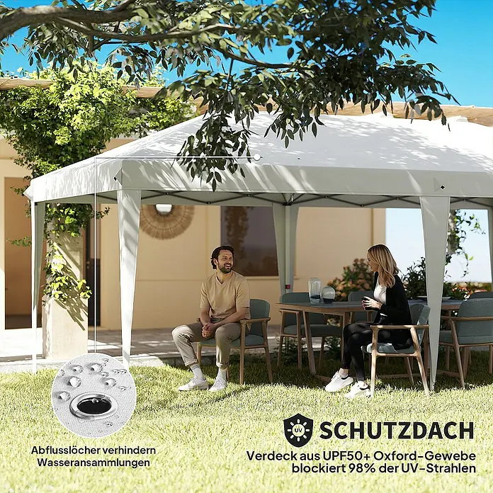 Outsunny Partyzelt mit Fenster - B x T: 295 x 295 cm, Farbe Dach: Weiß