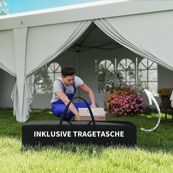 Outsunny Partyzelt mit Fenster - B x T: 295 x 295 cm, Farbe Dach: Weiß