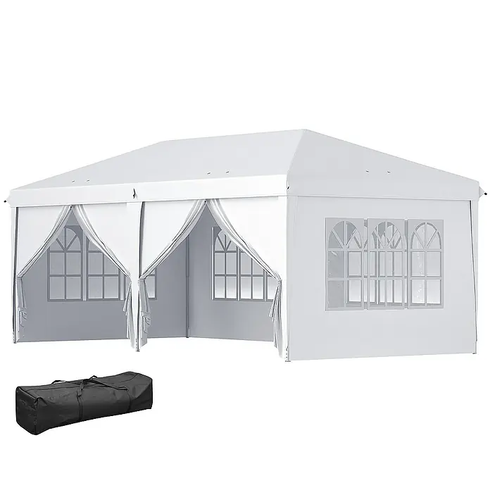 Outsunny Partyzelt mit Fenster - B x T: 295 x 295 cm, Farbe Dach: Weiß
