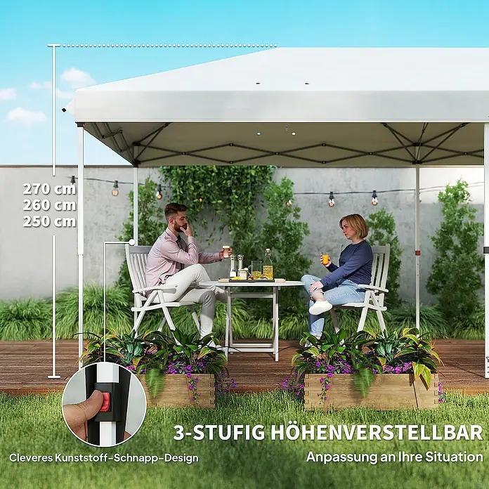 Outsunny Partyzelt mit Fenster - B x T: 295 x 295 cm, Farbe Dach: Weiß