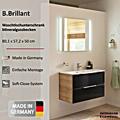 Fackelmann B.brillant Badmöbel-Set (Gesamtbreite Badmöbel: 80 cm, Mit Gussmarmorbecken, Anthrazit/Ast Eiche, Material Waschbecken: Marmorguss) | BAUHAUS