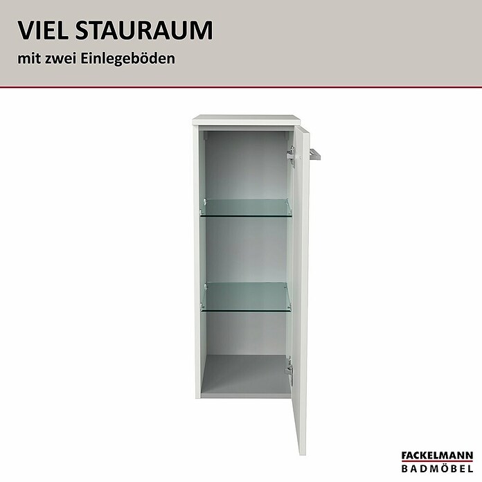 Fackelmann B.style Midischrank (1-türig, B x T x H: 30,2 x 32 x 82,6 cm, Anschlag: Rechts, Weiß Hochglanz) | BAUHAUS