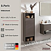 Fackelmann B.Paris Midischrank (B x T x H: 40,2 x 32 x 125,7 cm, Anschlag: Links, Cubanit Grau) | BAUHAUS
